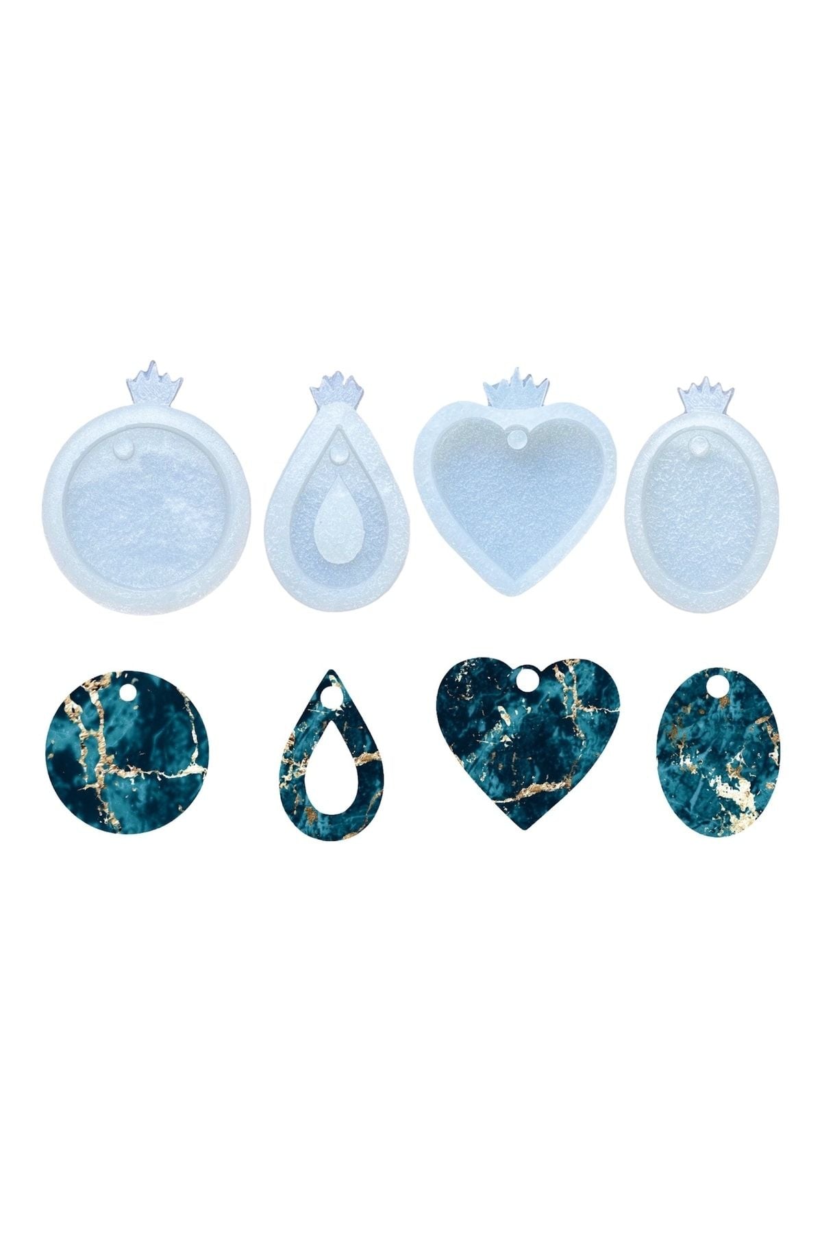 Epoxy Necklace & Keychain Silicone Mold Set, Epoxy Starter Set Epoxy Mold