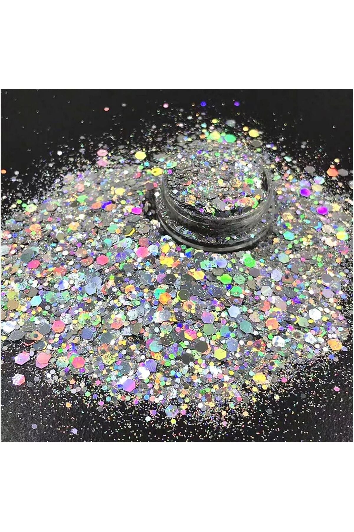 14ml Silver Chunky Glitter - Holographic Epoxy Resin, Glittery Glitter for Nails & Makeup