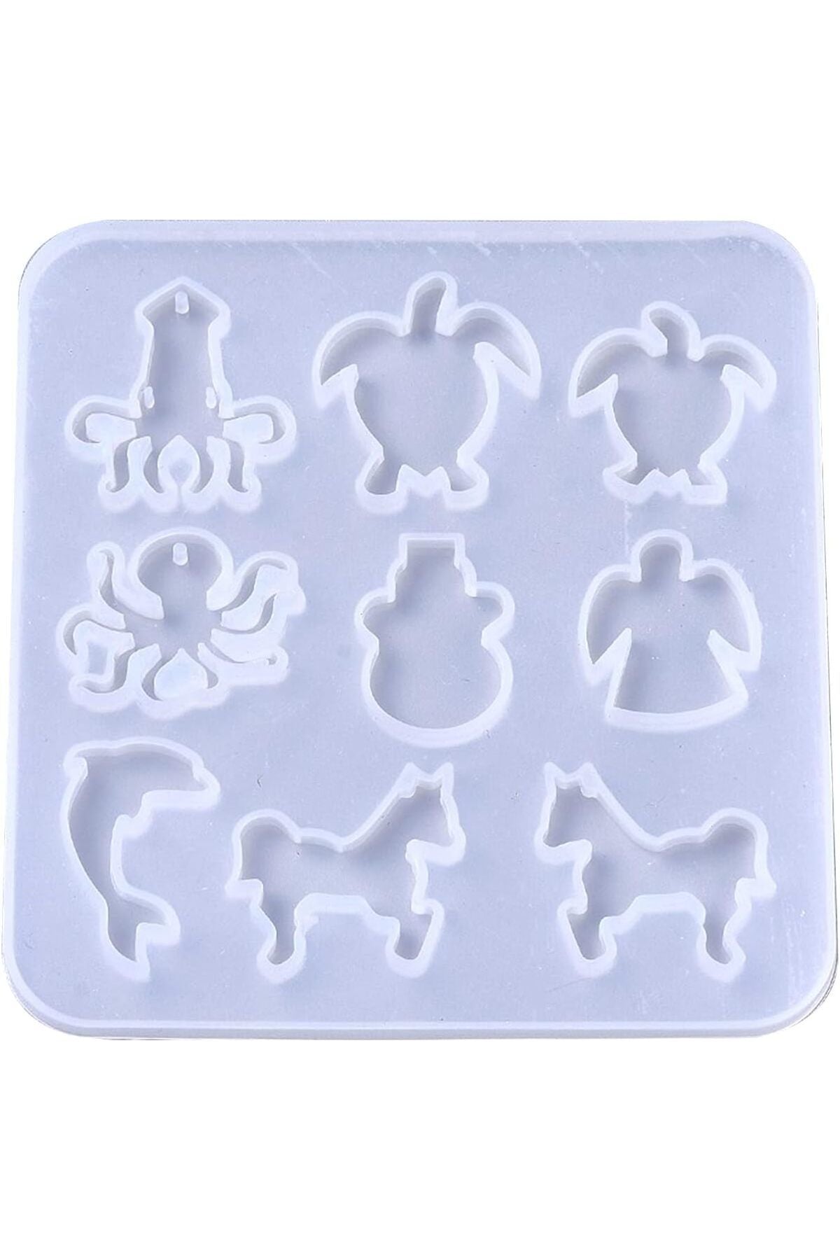 9 Design Epoxy Silicone Mold 9x9cm Octopus Turtle Angel Dolphin Horse Epoxy Mold