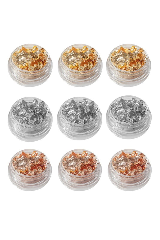 9 Piece Epoxy Resin Gold Leaf Foil Set, Nail Art Nail Makeup Gold Leaf, Nail Decoration