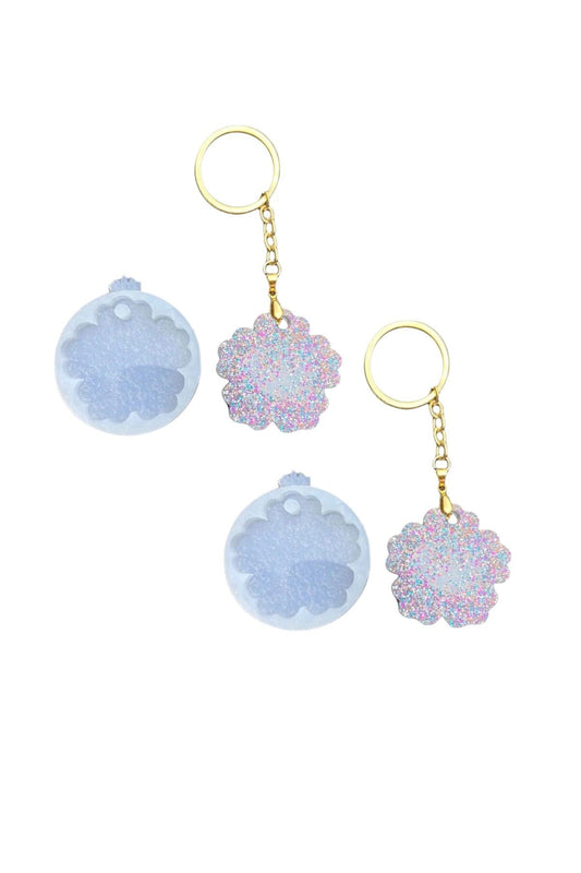 2 Pieces Flower Necklace Silicone Mold Epoxy Mold, Resin Necklace Keychain Mold