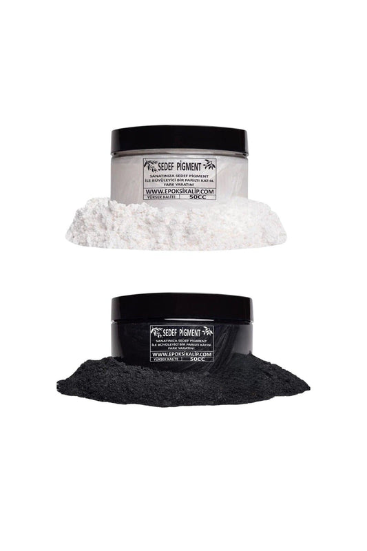 Epoxy Resin Pearl Black White Pigment Paint Set – 50cc X 2 Pieces, Vivid Color and Brightness