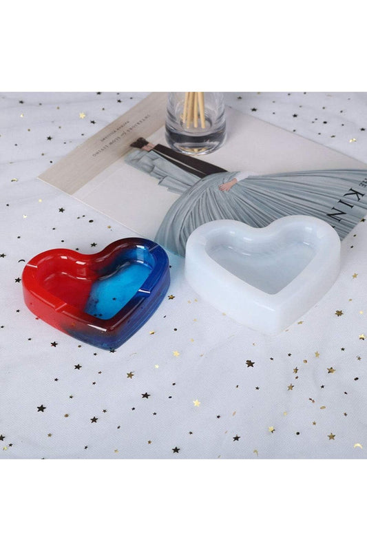 10cm Heart Ashtray Silicone Mold Concrete Silicone Mold Epoxy Ashtray Mold