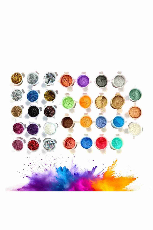 34 PCS Epoxy Mica Pearl Pigment and Glitter Glitter Set, Epoxy Starter Set, Epoxy Pearl Pigment
