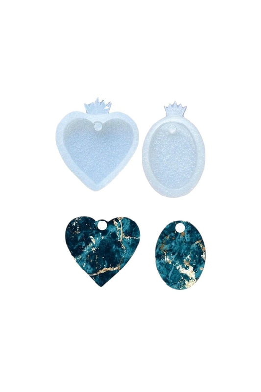 2 PCS Heart and Oval Epoxy Silicone Mold, Silicone Mold Set