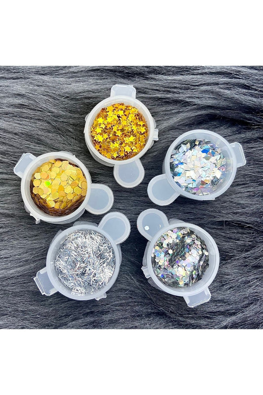 5 Piece Holographic Glitter Glitter Set, Nail Polish Makeup Hobby Epoxy