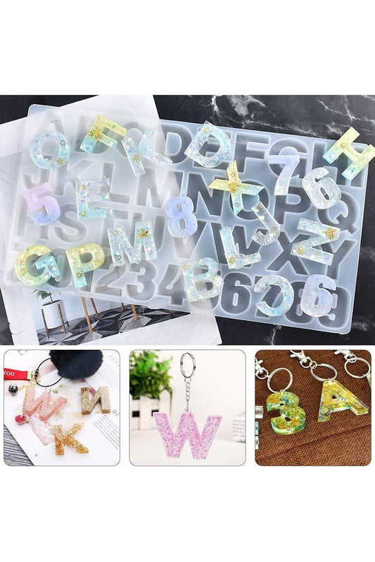 Epoxy Keychain Uppercase Letter Silicone Mold, Epoxy Alphabet Letter Number Silicone Mold