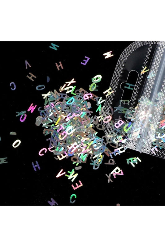 Epoxy Hologram Letter Glitter 10gr , Epoxy Resin Alphabet Holographic Letter Ornament Material