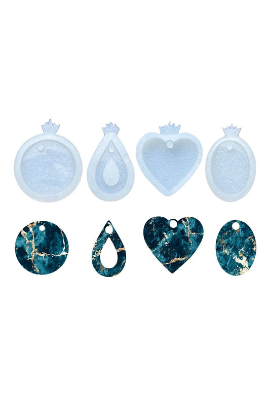 Epoxy Necklace Mold 4 Piece Keychain Silicone Mold Set, Epoxy Starter Set Epoxy Mold