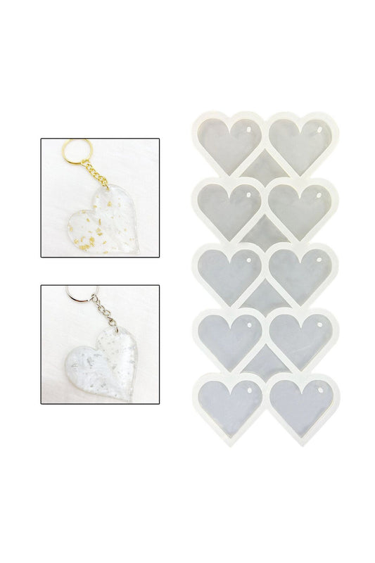 Heart Multi Silicone Mold Set of 10 5cm Epoxy Silicone Mold Necklace Keychain Mold