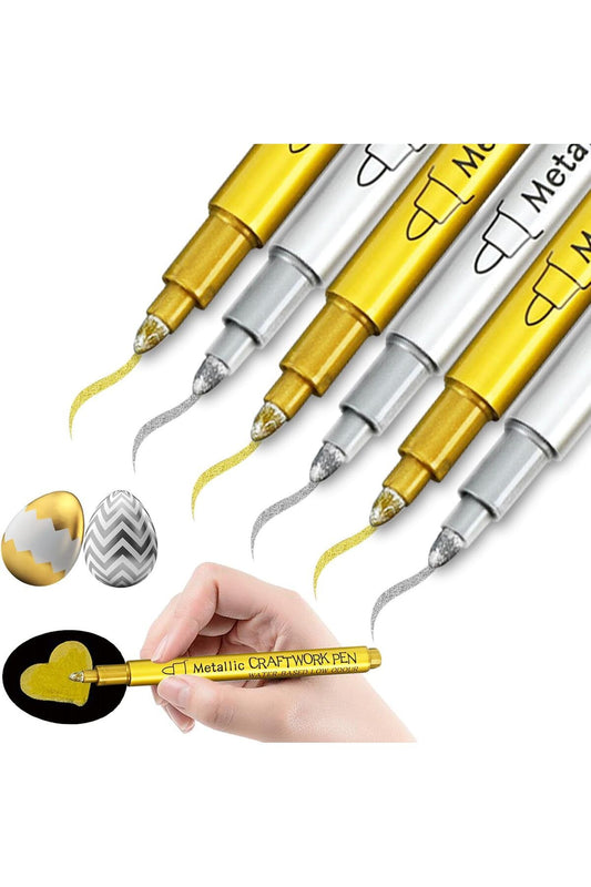 2-Piece Silver and Gold Pen Marker Epoxy Base Edges, Epoxy Resin Foil Gold Pen