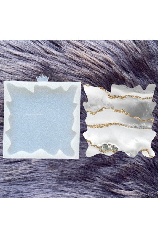 Epoxy Resin Coaster Silicone Mold, Square Geode Silicone Mold