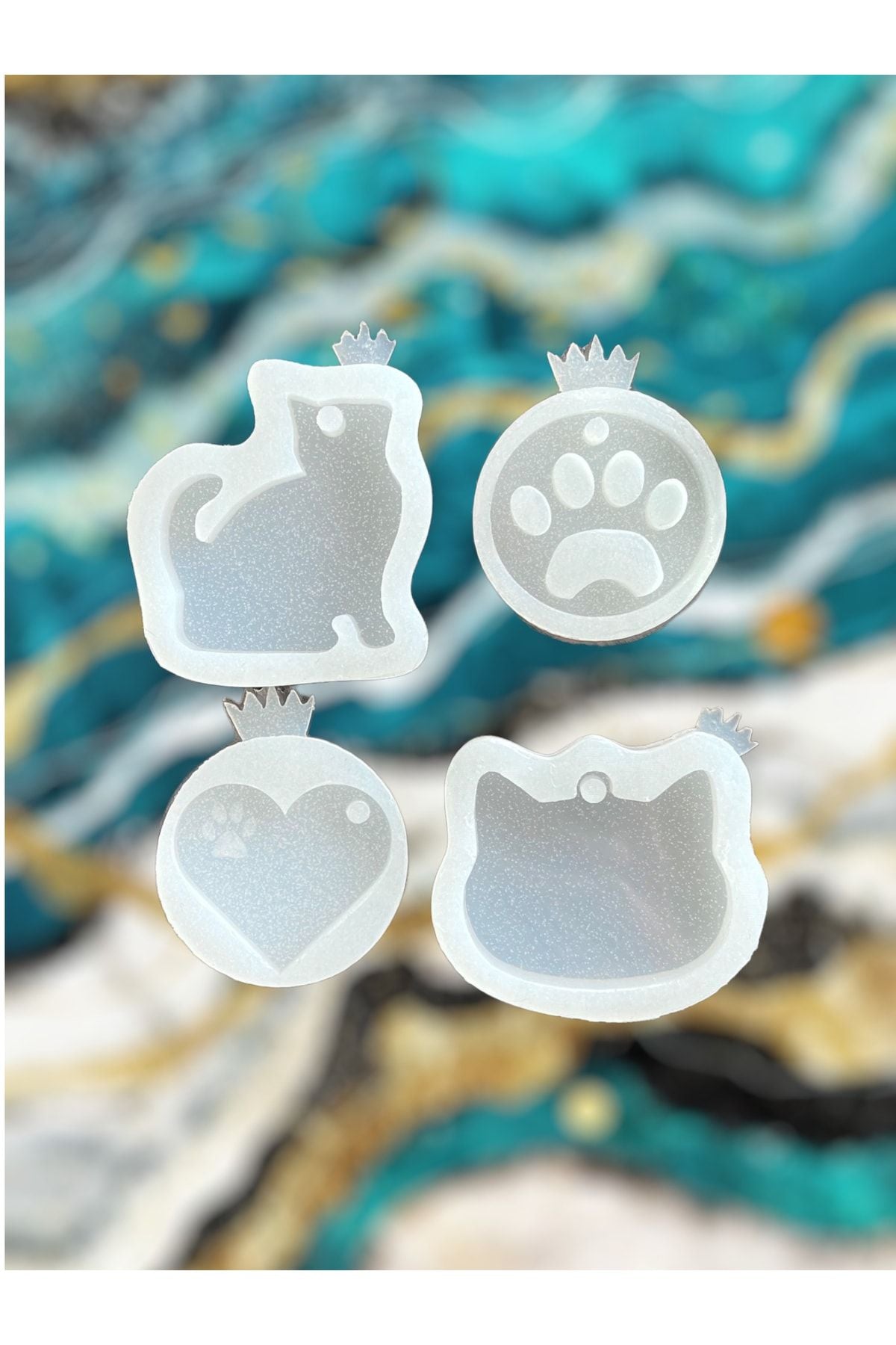 Epoxy Resin Necklace Tag Keychain Cat Silicone Mold, Silicone Mold