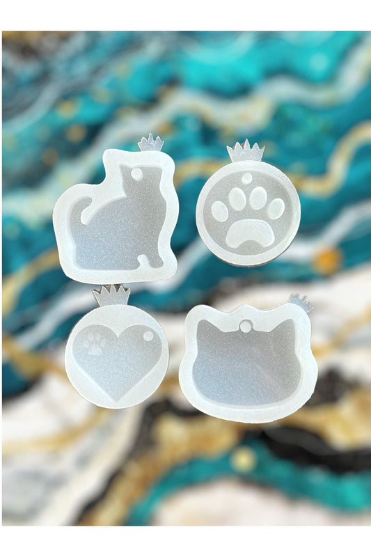 Epoxy Resin Necklace Tag Keychain Cat Silicone Mold, Silicone Mold