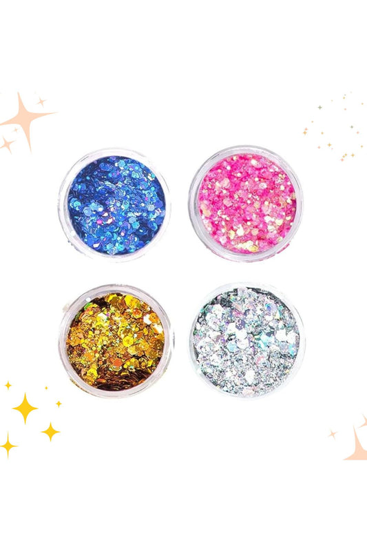 Chunky Glitter 4PCS X 5g Epoxy Wax Concrete Makeup Face Body Glitter