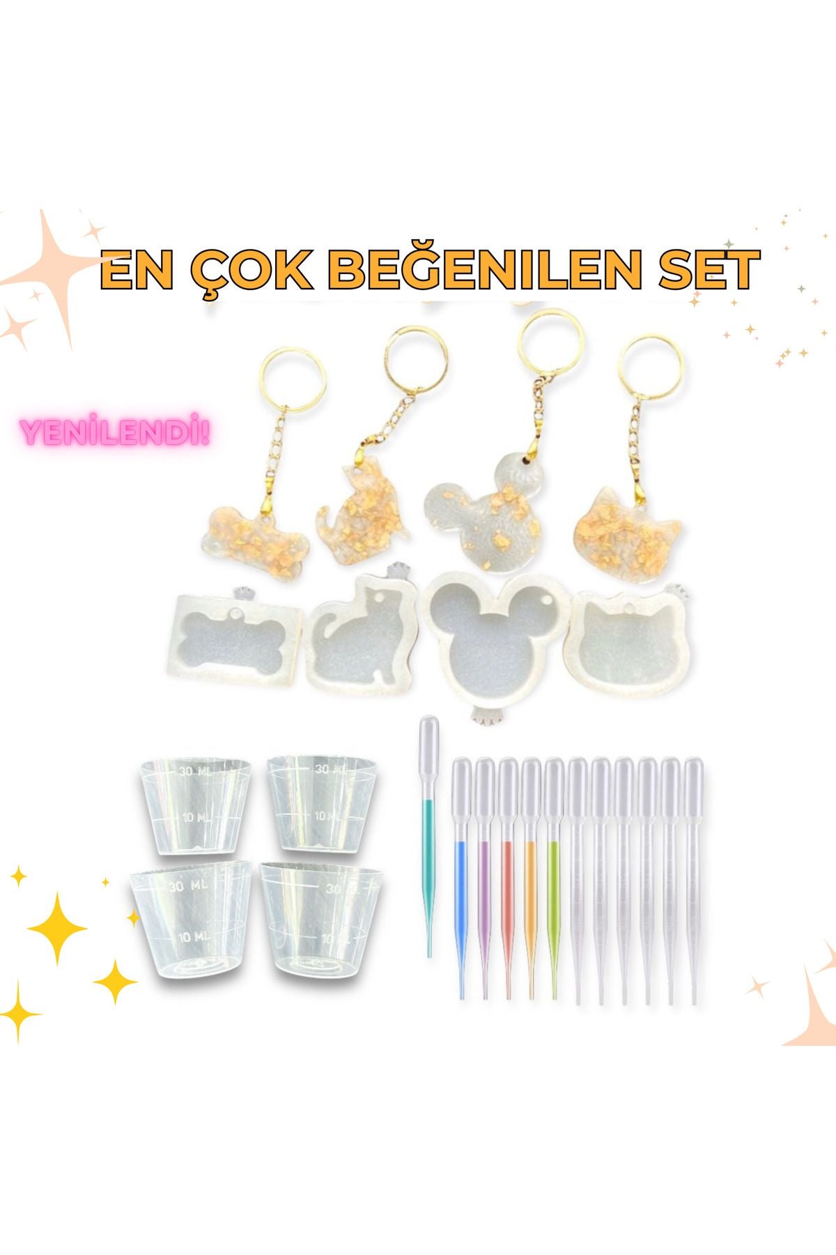 Epoxy Starter Set 4 Pieces Epoxy Silicone Mold - Dropper Pipette - Epoxy Casting Container