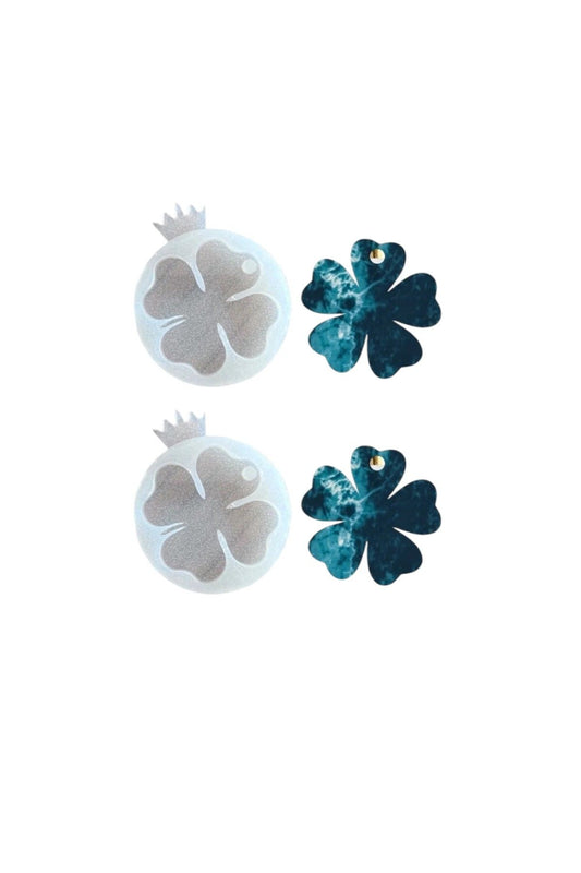2PCS Epoxy Clover Necklace Mold, Epoxy Resin Keychain Mold, Epoxy Resin Silicone Mold