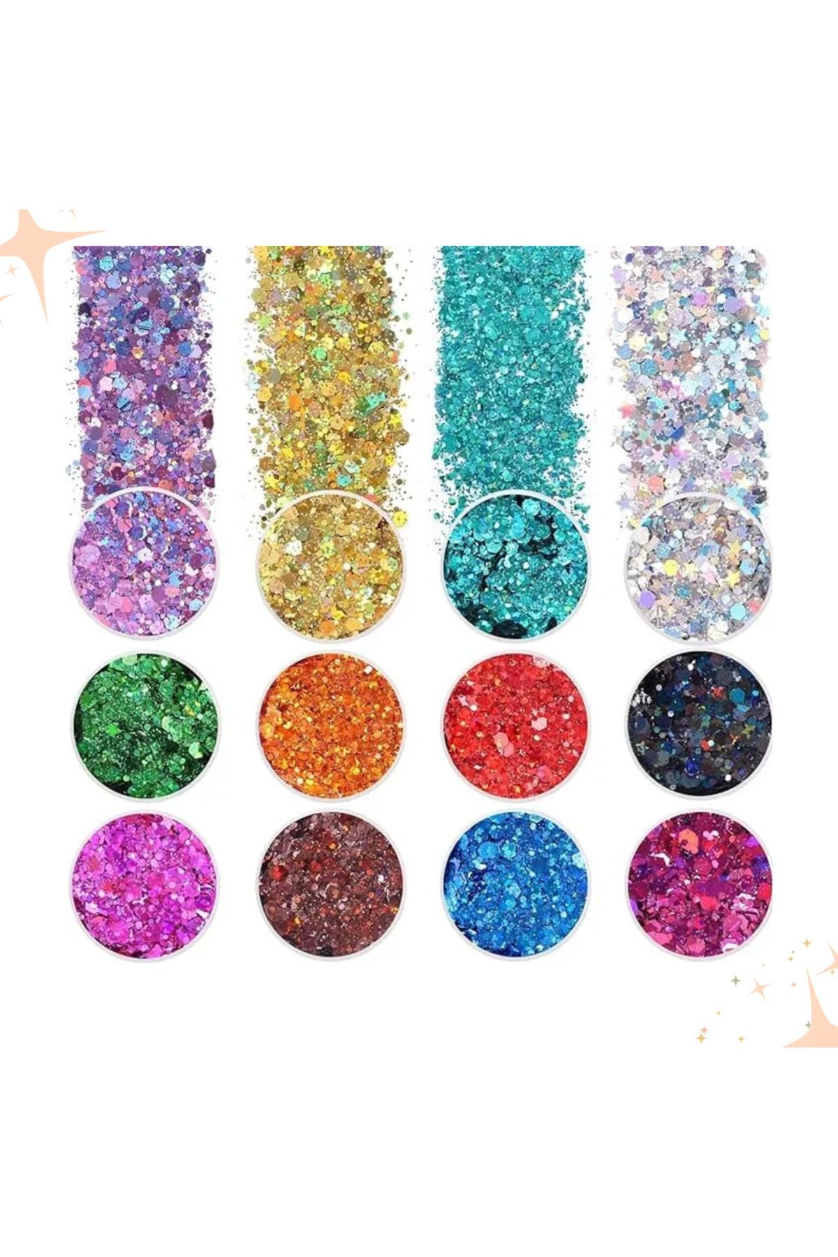 60gr Epoxy Chunky Glitter 12 x 5gr, Epoxy Candle Concrete Makeup Face Body Glitter