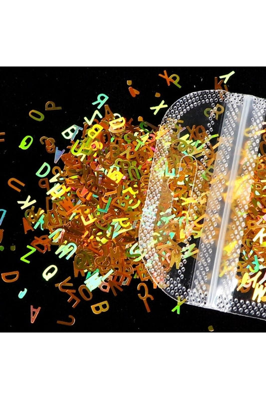 Epoxy Hologram Letter Glitter 5gr , Epoxy Resin Alphabet Holographic Nail Makeup Decoration Material