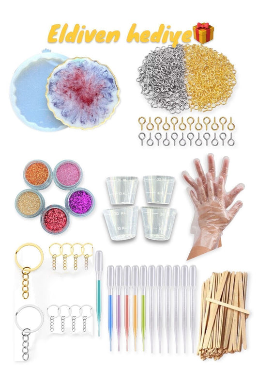 Epoxy Starter Kit 304 Piece Silicone Mold Jewelry Studs Glitter Casting Cup Dropper Pipette