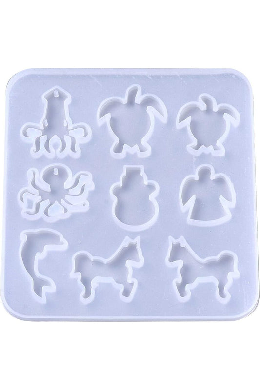 9 Design Epoxy Silicone Mold 9x9cm Octopus Turtle Angel Dolphin Horse Epoxy Mold