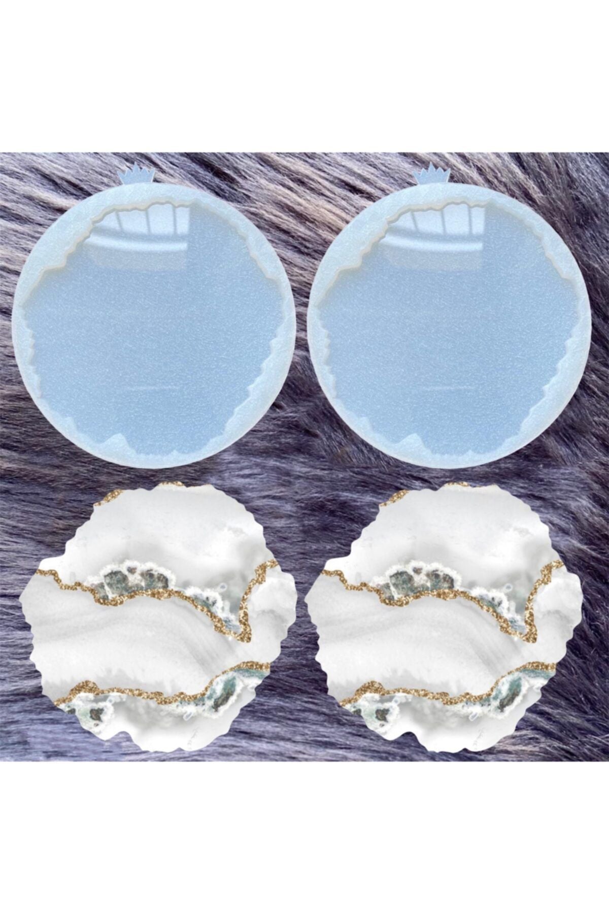 Epoxy Resin Geode Round Coaster Silicone Mold 2 Pieces